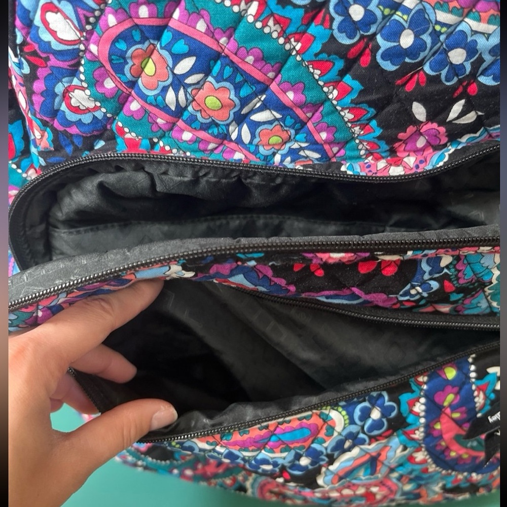 Vera Bradley Haymarket Paisley Black Floral LG Essential Laptop Backpack - Picture 8 of 11